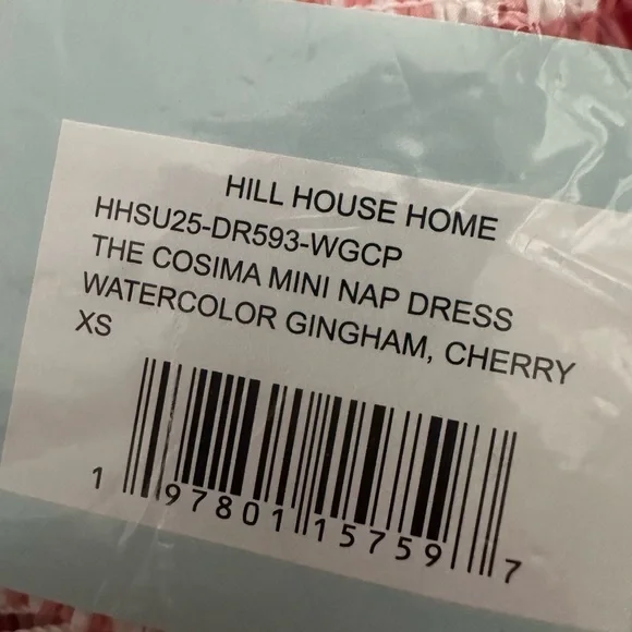 Hill House Mini Cosima Nap dress. Watercolor Gingham, Cherry. XS. NWT. - Picture 6 of 6